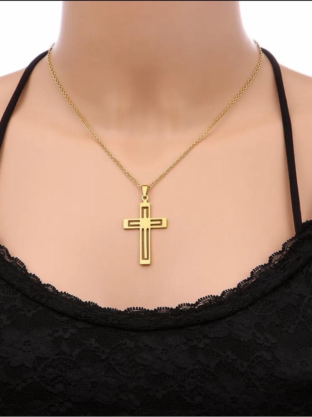 Minimalist Gold Cross Necklace for Women - Classic Religious Pendant